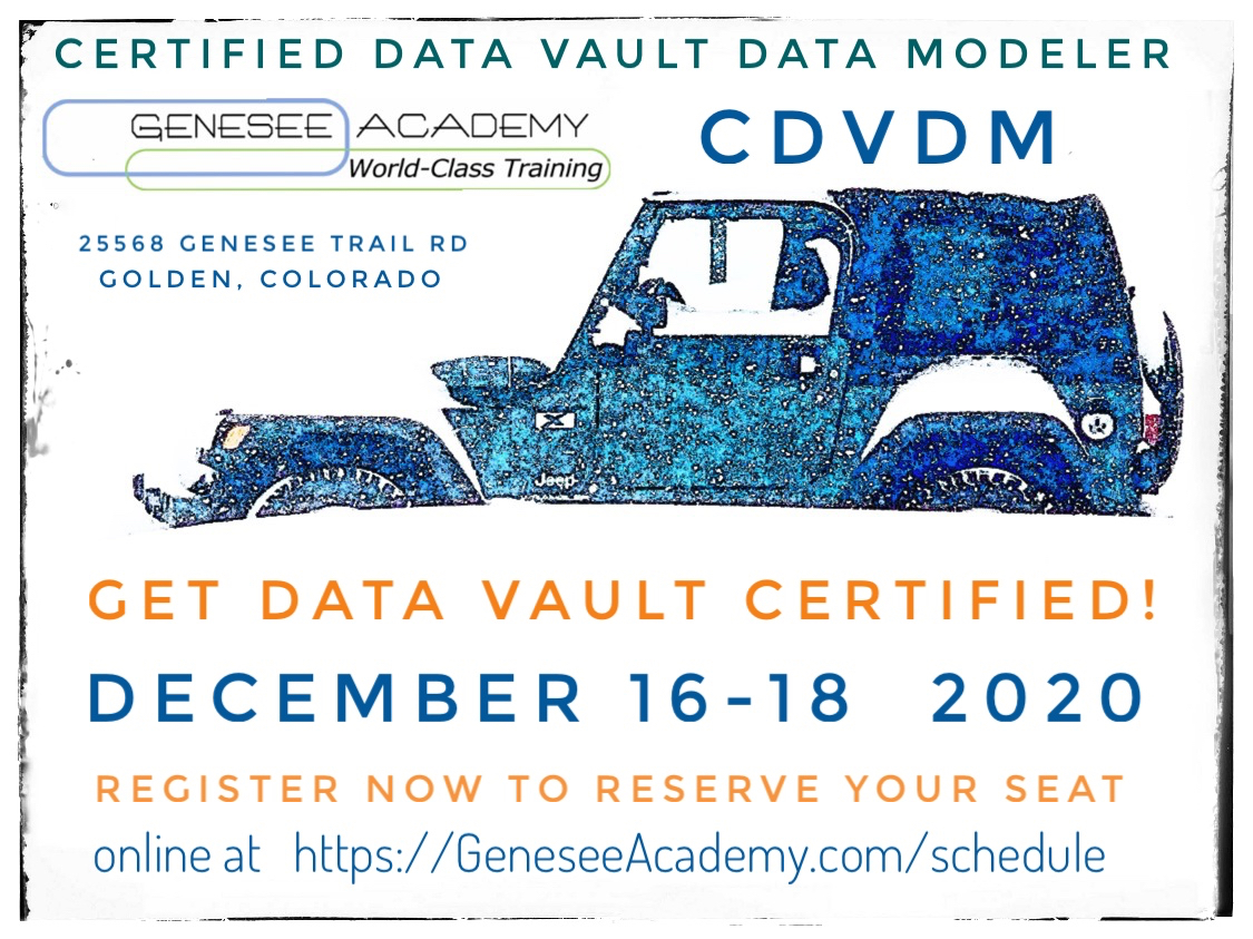 Certified #DataVault Data Modeler Course #USA December 16-18 #Register Now: geneseeacademy.com/schedule 
#DataModeling #CDVDM