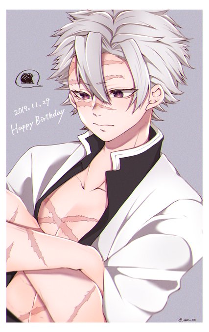 千歳さんがTwitterに投稿した不死川実弥(鬼滅の刃)のイラスト。