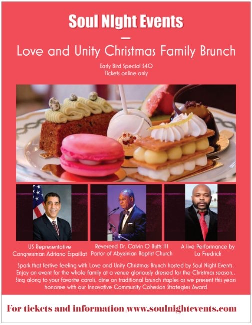 Randbreloaded's tweet photo. Can you make the Love and Unity Christmas Family Brunch? RSVP with your ticket today via https://t.co/kGPaxrc1TP it’s got Black Friday blockbuster deals and we cooking for you after Thanksgiving. Traditional Christmas carols and contemporary gospel music hits #LoveNUnity #NYC https://t.co/6JCp2qhRJk