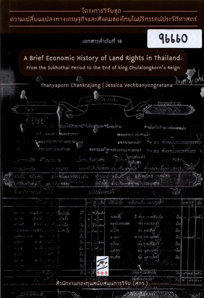 I will shamelessly add my own book with Aj. Thanyaporn Chankrajang: “A Brief Economic History of Land Rights in Thailand.” I think it’s still available from Chula Books. It’s probably not the most popular book in their stock. 
