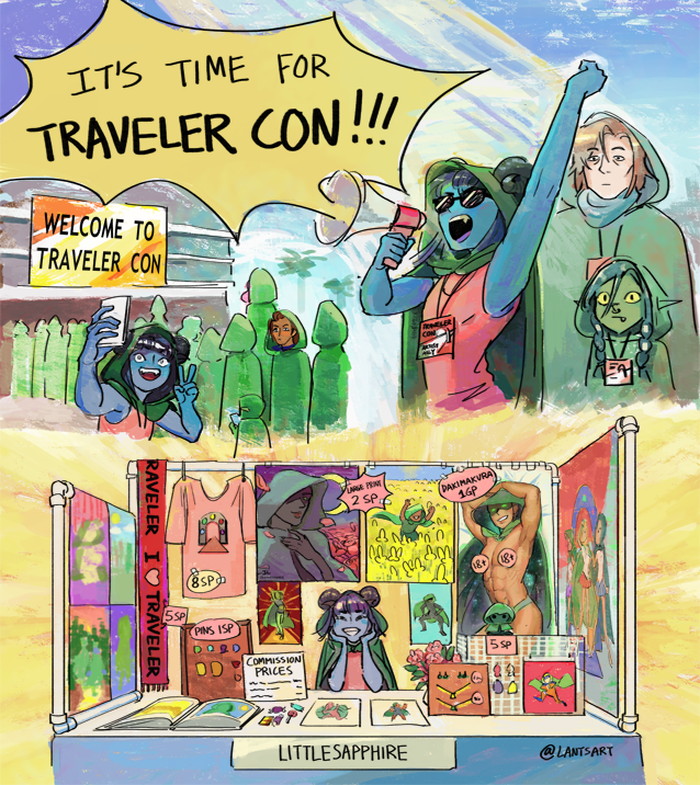 LantsArt's tweet photo. What if Travelercon was ACTUALLY like a convention??
I can't wait to see Jester table at the artist alley!!! 🖌️✨

#critcalrolefanart https://t.co/5pxLvjQcup