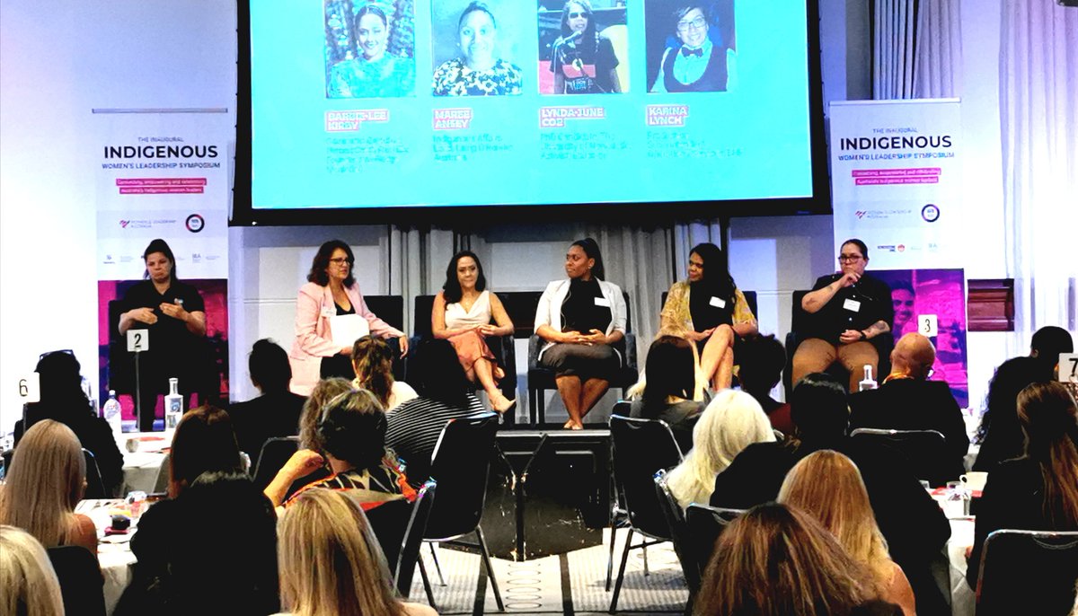 Indigenous Women's Symposium Emerging leaders panel with Founder Kat Henaway + Maree Ansey, Lynda June Coe, Karina Lynch and Barbie-Lee Kirby. #Women'sBusiness <a href="/WLASocial/">Women & Leadership Australia</a> <a href="/NITV/">NITV</a> #IndigenousWomen <a href="/IndigenousX/">IndigenousX</a> <a href="/SuziFinkelstein/">Suzi Finkelstein</a>