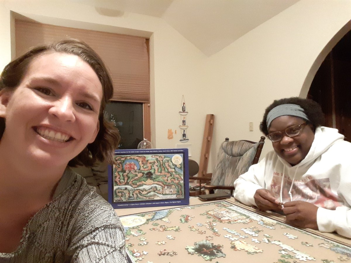 BekiHughes's tweet photo. Spending some puzzle time with my bestie!
#PilgrimsProgessPuzzle
#ThisIsAChallenge https://t.co/02EdDTMnHd