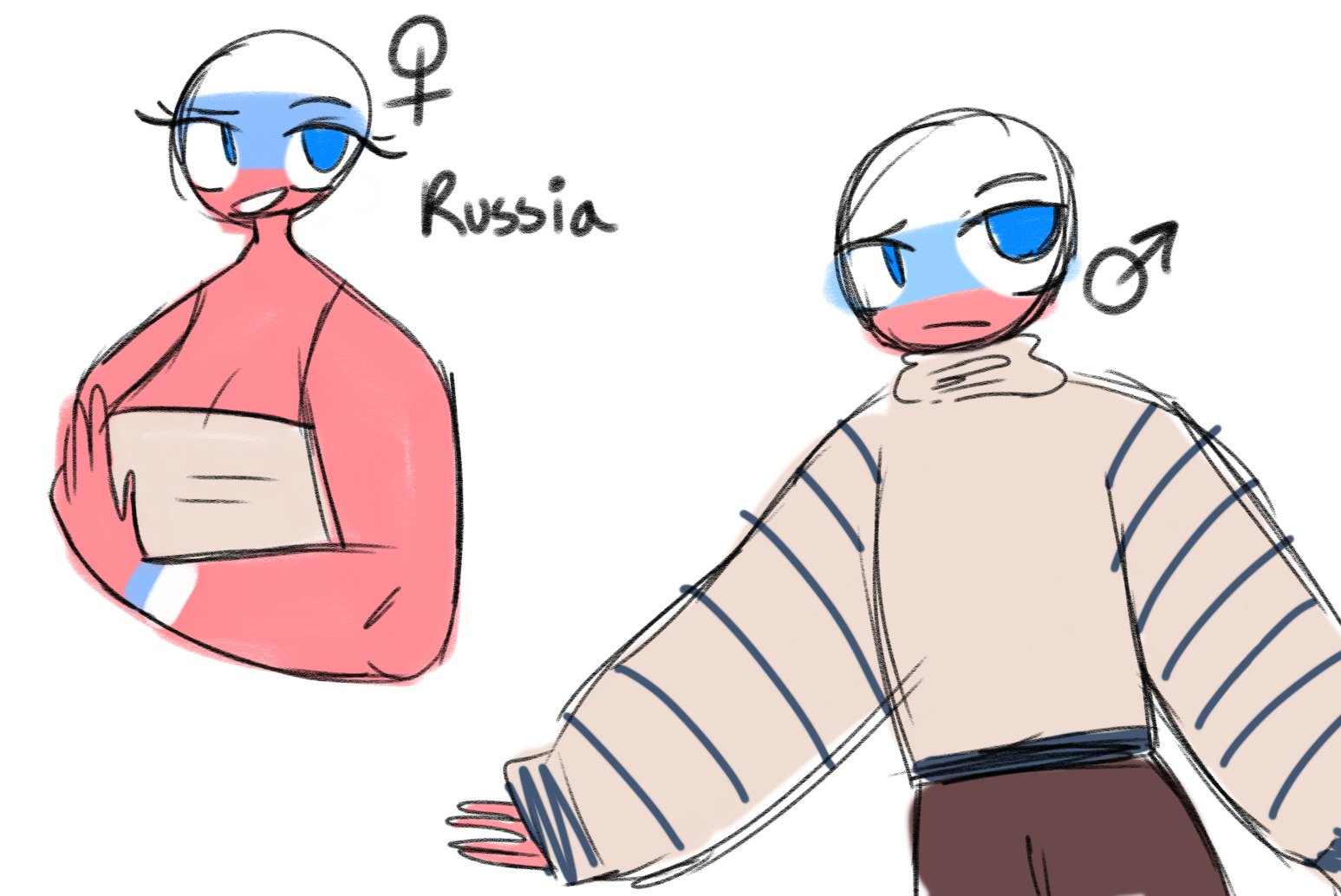 Countryhumans America And Russia / Rusame Graphic Custom Funny Hot