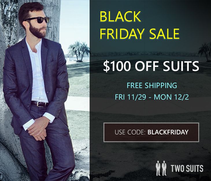 twosuitsco's tweet photo. Look like a million bucks without breakin' the bank.  $100 off suits and #suit combo's, use promo code: #BLACKFRIDAY at checkout.  

Suits from $349 | Free shipping | Satisfaction Guarantee | Black Friday - Cyber Monday https://t.co/OHfNbnpzYn