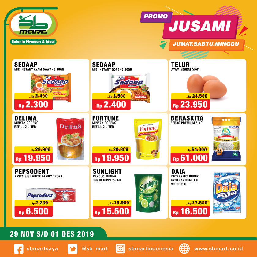 sb_mart's tweet photo. Ini dia item-item promo JUSAMI minggu ini!
segera kunjungi SBMart terdekat dan penuhi kebutuhan keperluan anda.
Selamat Berbelanja!! Info kemitraan:

0852 2009 9897
0857 2027 2055
==========
==========
#SBMart #belanjanyamandanideal #minimarketlokal #ritelsyari #ritelislami https://t.co/YX0HNVTdb0