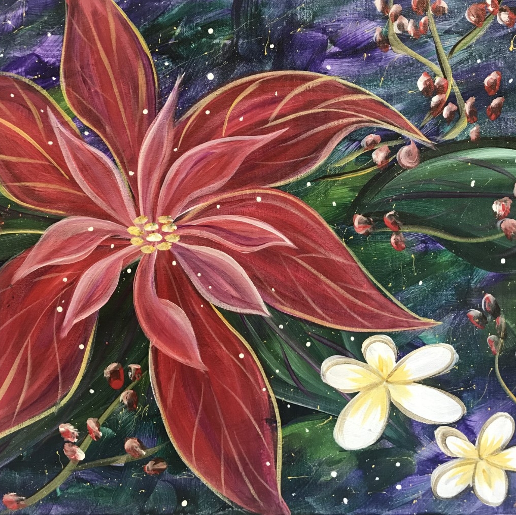 islandartparty's tweet photo. SAT. @ 7PM it's a DEBUT PARTY as we paint 'Poinsettia'!
Bring a receipt from a small business you've shopped at & get $5 off admission!
And pick up your Holiday Gift Certificates for $29.50 during our 1 Day SALE!
#islandartparty #forthefunofit #AzekaMaui #SHOPSMALLHAWAII https://t.co/2PMo5VCf0q