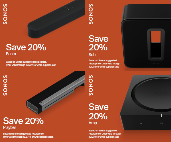 The SONOS Black Friday sale started today, but the savings continue tomorrow, Saturday and CYBER Monday.
#shoplocalyeg
#navhasmoved
<a href="/National_AV/">National Audio Video</a>