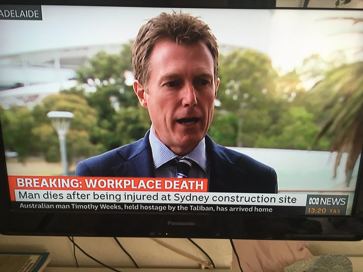 The irony of listening to Christian Porter talking about increasing safety on construction sites through union bashing with the #ABC banner underneath announcing another workplace death. #UnionStrong #EnsuringIntegrity #EnsuringIntegrityBill