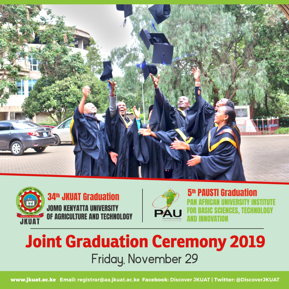 The Standard Digital (@standardkenya) on Twitter photo Today is the day!
#JKUATPAUGrad2019 <a href="/DiscoverJKUAT/">Discover JKUAT</a> is set to celebrate its 34th Graduation, alongside Pan African University Institute for Basic Sciences, Technology and Innovation <a href="/pauisti/">PAUSTI</a> which is hosted at the Juja-based University.
 #JKUATPAUGrad2019 Today is the day!
#JKUATPAUGrad2019 <a href="/DiscoverJKUAT/">Discover JKUAT</a> is set to celebrate its 34th Graduation, alongside Pan African University Institute for Basic Sciences, Technology and Innovation <a href="/pauisti/">PAUSTI</a> which is hosted at the Juja-based University.
 #JKUATPAUGrad2019