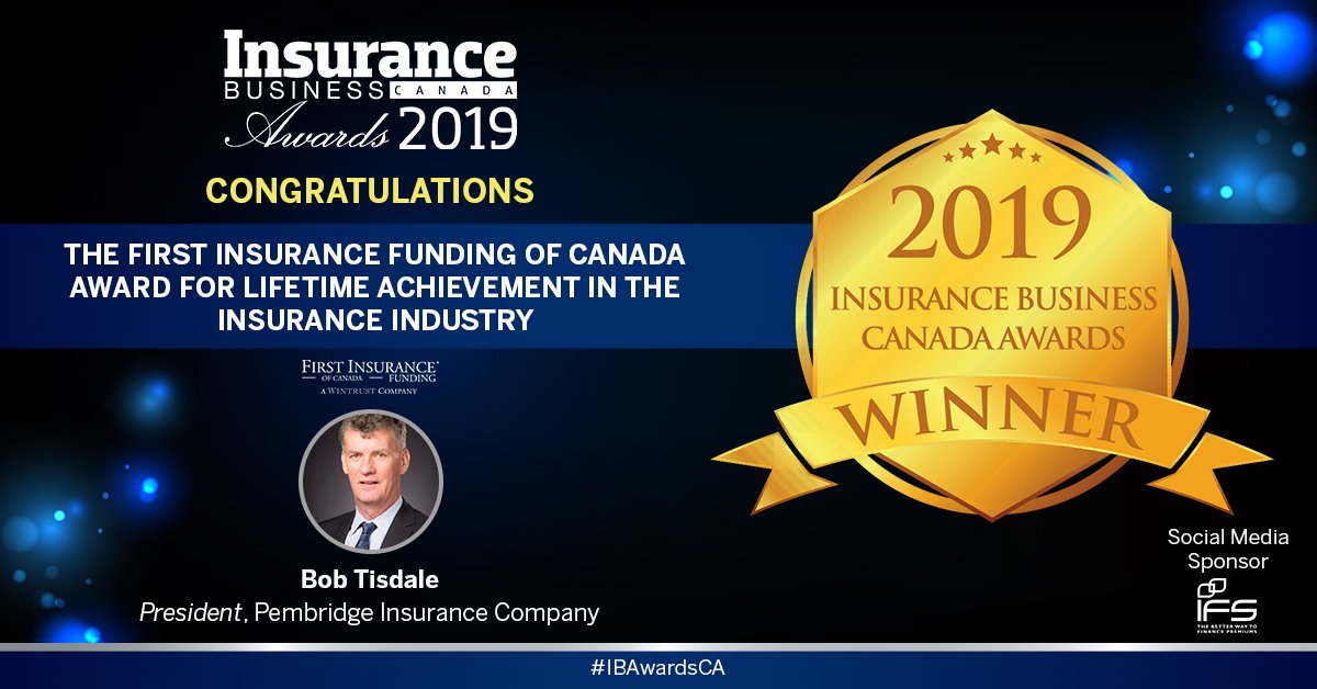 We commend @PembridgeIns' President, Bob Tisdale, for receiving The <a href="/FirstInsCanada/">FIRST Canada</a> Award for Lifetime Achievement in the Insurance Industry. Congratulations! #IBAwardsCA