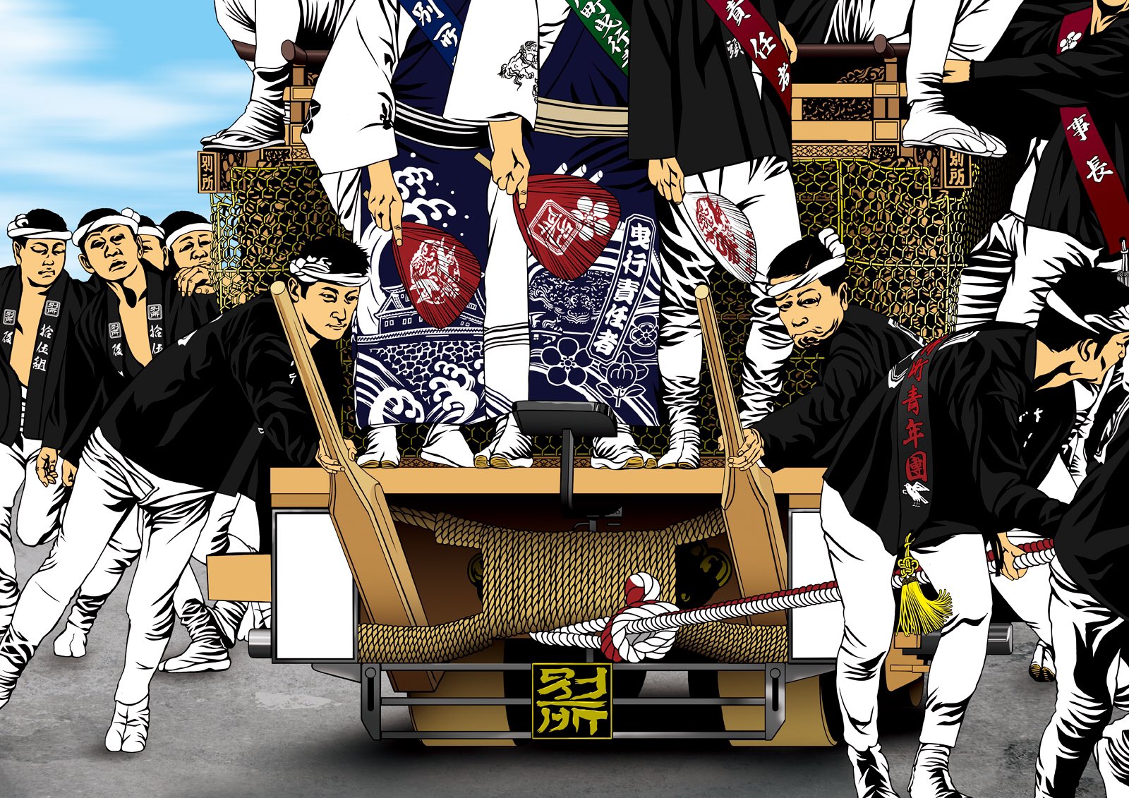 美術品　だんじり岸和田祭　超お宝　希少 アート　書画　地車　天然木製額縁 岸和田だんじり祭 絵画 - メルカリ