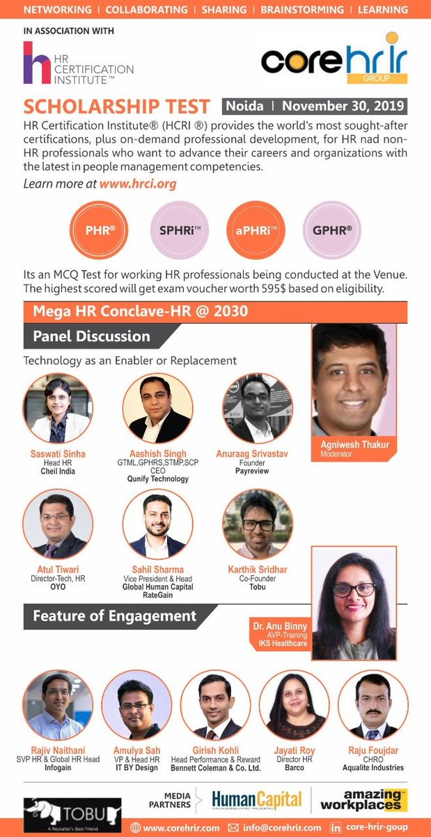 CoreHrir's tweet photo. Today is your last chance to win 595$ USD HR Certification Institute - HRCI  scholarship voucher and also part of Mega HR Conclave Delhi / NCR.

Date: 30th Nov 19 Saturday

Time: 09:00 – 14:00

Venue: #Noida

Register now : https://t.co/wkhi1YNMuu https://t.co/jpsJBfuHBy