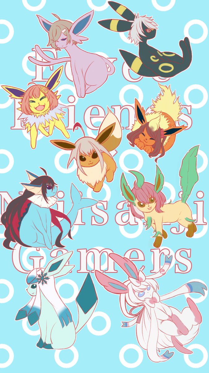 eevee ,espeon ,flareon ,glaceon ,leafeon ,sylveon ,umbreon ,vaporeon no humans pokemon (creature) closed eyes smile open mouth sleeping evolutionary line  illustration images