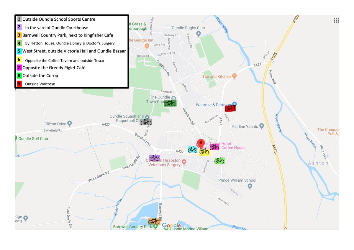 Great new map available to show where the cycle stands are located around Oundle.