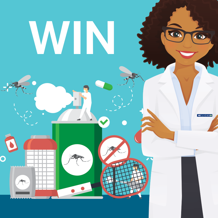 Clicks_SA's tweet photo. Travelling this holiday? Stand a chance to WIN 1 of 4  holiday health hampers valued at R1000 each. 

To enter, retweet this post and tell us a tip on how to avoid malaria when travelling and use #ClicksHealthTips 
Clue > https://t.co/Kn16TbREGc 

Ts&amp;Cs apply https://t.co/rTLlT10IDj
