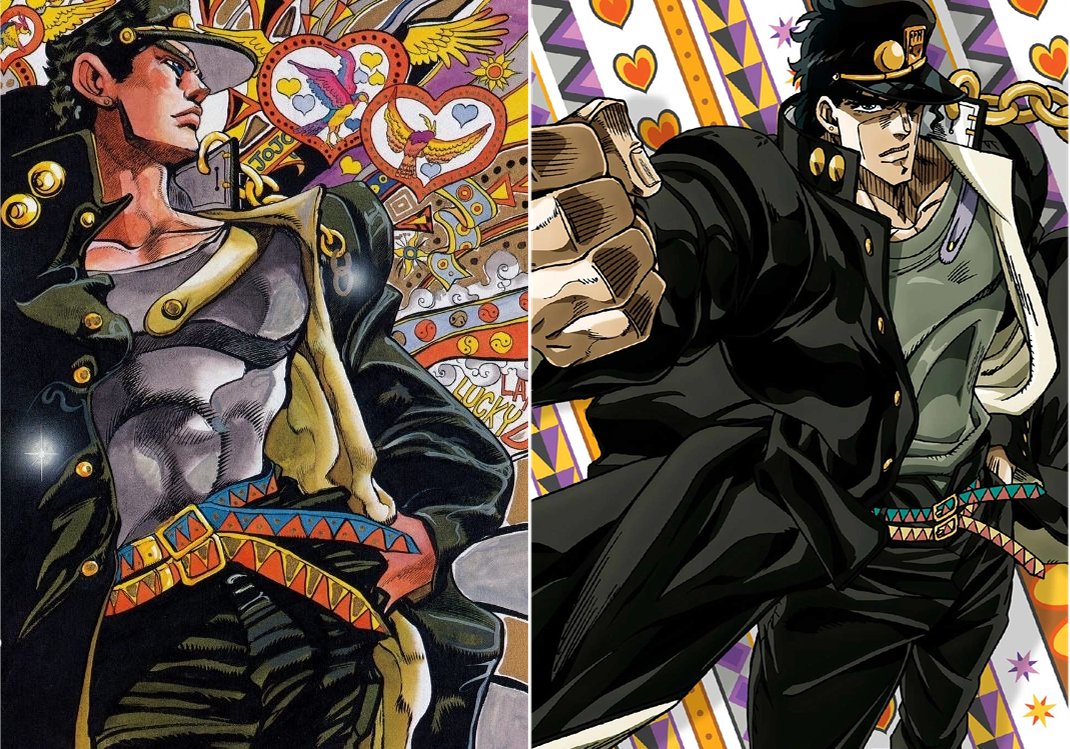 JoJo manga covers/illustrations that has the main characters with the close...