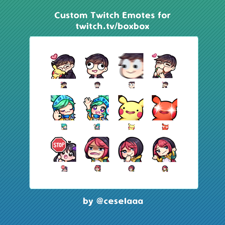 Cesela 🍬🐹 on X: I recently did emotes for @BoxBox I really enjoyed  making these! Thank you for the opportunity <3!! 💕😊   / X