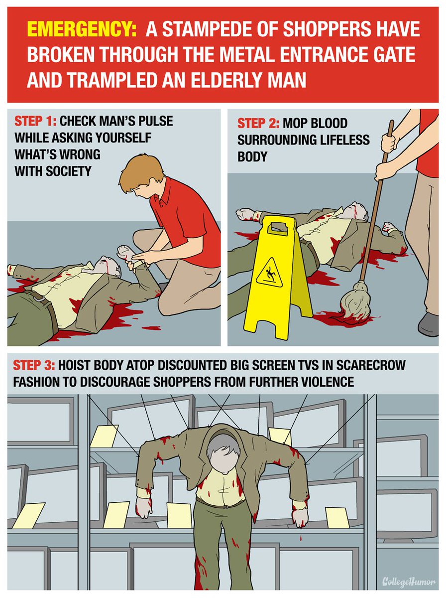 CollegeHumor on Twitter: "Here's our Black Friday Emergency Survival Guide  for all the retail workers out there (a 4 part series)  https://t.co/o8EWnnJnAm" / Twitter