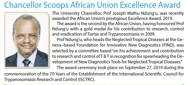 The Standard Digital (@standardkenya) on Twitter photo The University Chancellor, Prof Joseph Mathu Ndung’u, was recently awarded the African Union’s prestigious Excellence Award, 2019 <a href="/DiscoverJKUAT/">Discover JKUAT</a> <a href="/pauisti/">PAUSTI</a> <a href="/StandardMediaKe/">Standard Digital</a> #JKUATPAUGrad2019 The University Chancellor, Prof Joseph Mathu Ndung’u, was recently awarded the African Union’s prestigious Excellence Award, 2019 <a href="/DiscoverJKUAT/">Discover JKUAT</a> <a href="/pauisti/">PAUSTI</a> <a href="/StandardMediaKe/">Standard Digital</a> #JKUATPAUGrad2019