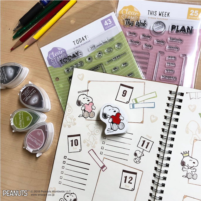 こどものかお スヌーピーコレクションスタンプ Snoopy Collection Stamp スヌーピーのスタンプと 手帳が作れるスタンプで ウイークリーログを作ってみた こどものかお Kodomonokao スタンプリップル Kodomonokao Scで作ってみた Peanuts