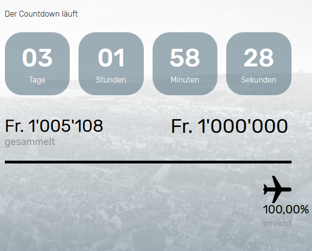 1 Million Franken - gemeinsam haben wir es tatsächlich geschafft. Danke an alle, die mitgemacht haben. Ihr seid die Besten 🙌 🎉 #flyBAIR #vonbernfürbern