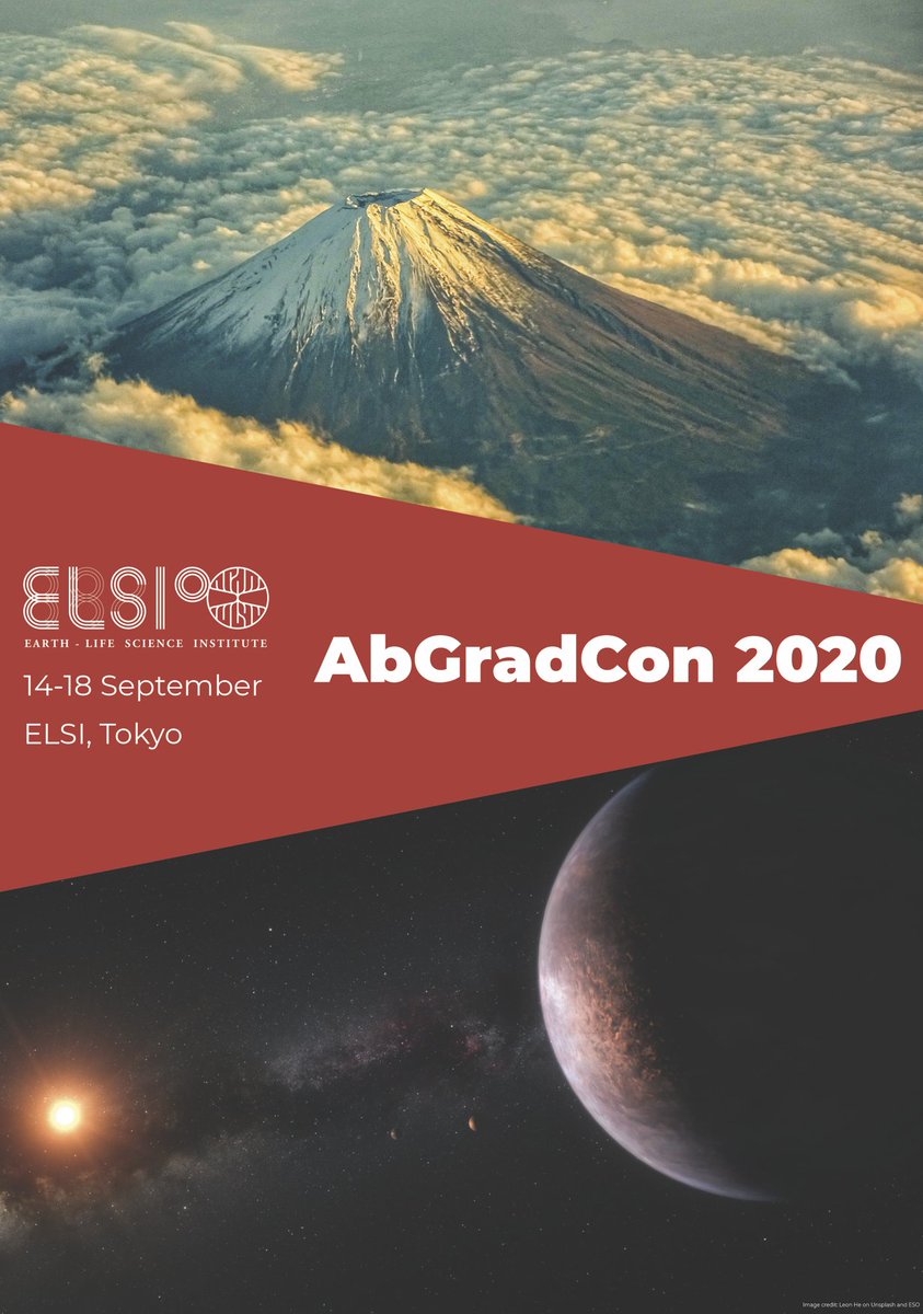 ELSI is bringing the annual Astrobiology Graduate Conference <a href="/abgradcon/">Astrobiology Graduate Conference</a> to Japan in 2020! With a focus on International Research Collaboration, the #AbGradCon2020 will include #SciComm training and Proposal Writing Retreat. abgradcon.org #SaveTheDate September 14-18