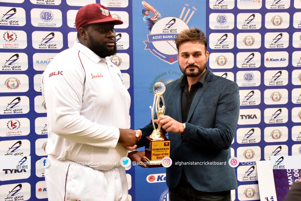 ACBofficials's tweet photo. A good performance by Rahkeem Cornwall with the ball and a century by Shamarh Brooks helped @windiescricket win the One-off Azizi Bank Test against Afghanistan at Ekana Stadium, Lucknow.
Match Report:
https://t.co/3XoYIPM06w
#AFGvWI #LucknowTest https://t.co/Jo84D1Bk2T