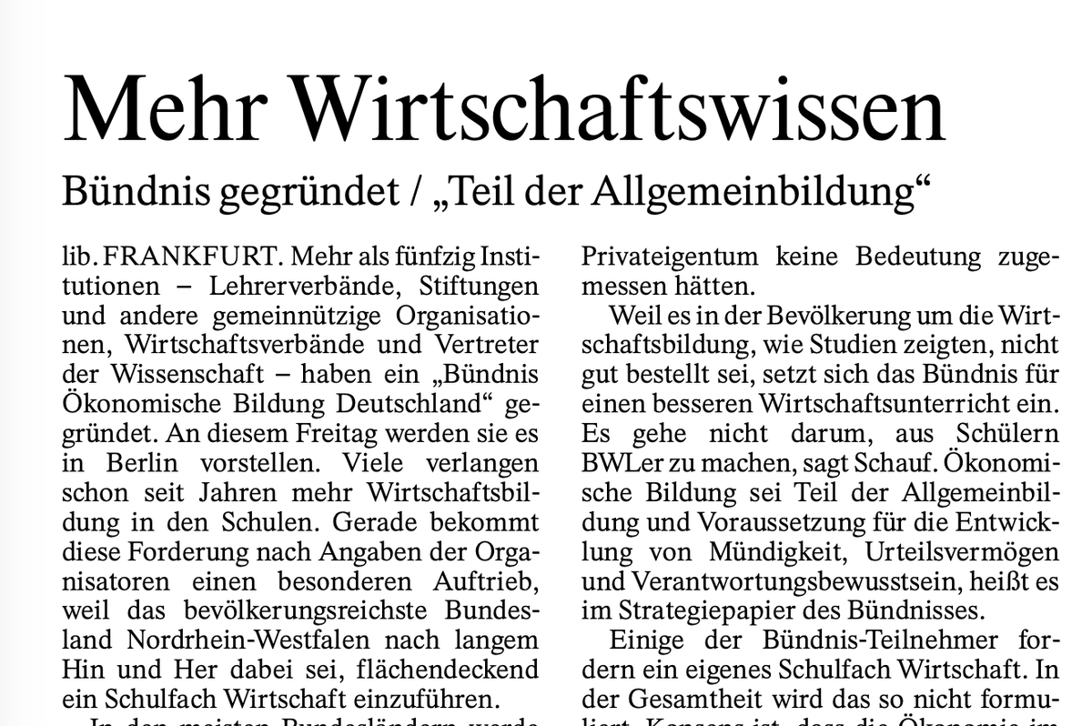 oxi_blog's tweet image. Lehrerverbände, Stiftungen, Wirtschaftsverbände und Institutionen der Wissenschaft haben ein „Bündnis Ökonomische Bildung Deutschland“ gegründet: edition.faz.net/faz-edition/wi… #BOEB_NET