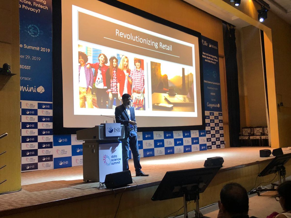 ISBedu's tweet photo. Use the right tool and technology to provide customers exactly what they want says @AashishChandra7. He was speaking on 'Revolutionising Retail with AI' #ISBDSST #DataScience https://t.co/76IT1mWNuJ