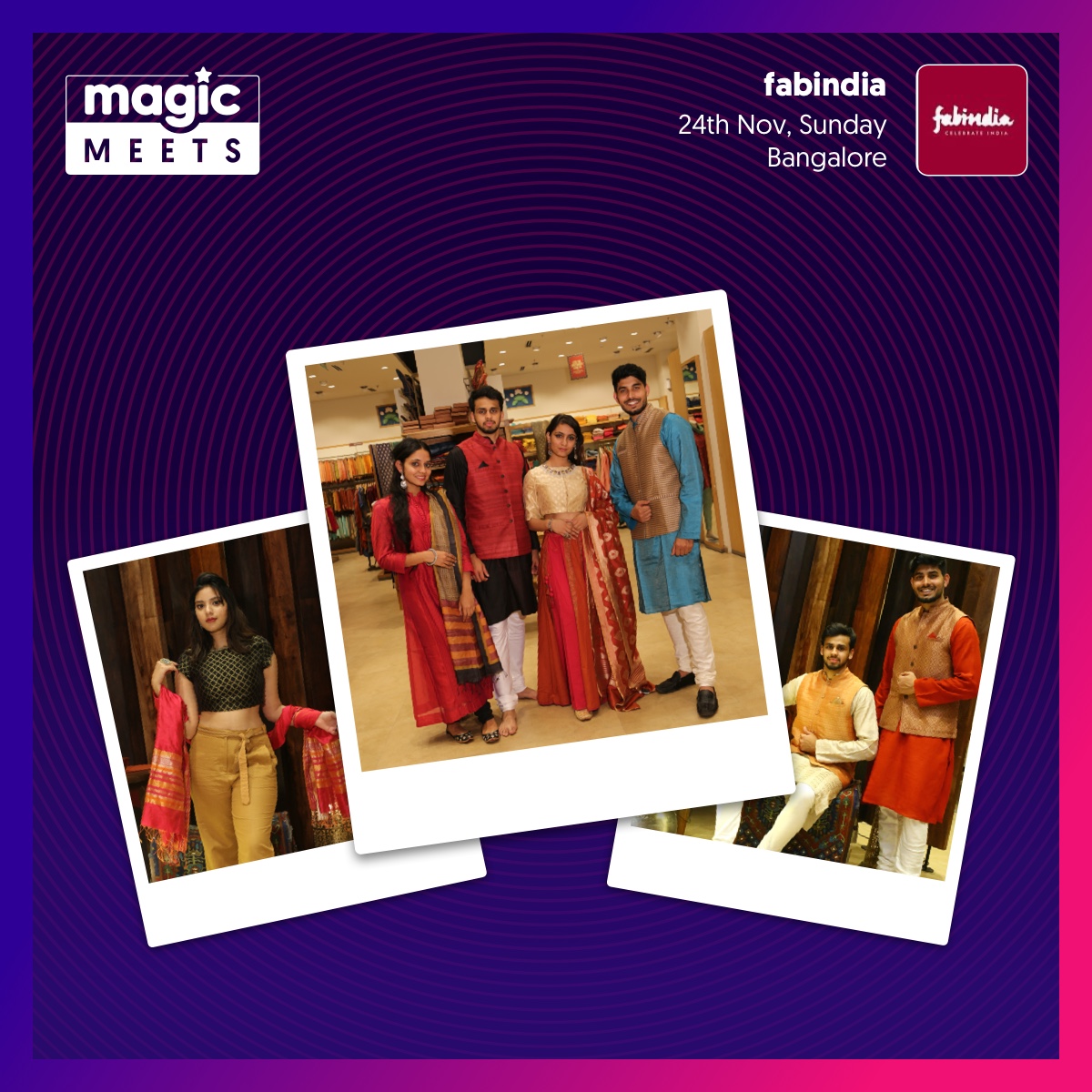 mymagicpin's tweet photo. Catch a glimpse of our festive-ready influencers flaunting their regal look at the latest #magicmeet with
@FabindiaNews
Don't forget to check out our partners royal #RajwadaCollection to add to your wardrobe for all festivities coming up!
#RajwadaRoyals #magicpin #Bangalore https://t.co/Rm0qfYnffs