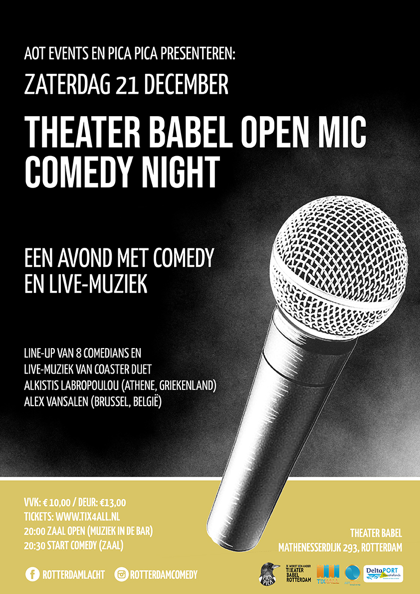 mathenesse010's tweet photo. Zaterdag 21 december is er een nieuwe editie met comedy en muziek in @theaterbabel. Koop je ticket(s) via: https://t.co/qfPGyUmWeT https://t.co/d74XuHCij0