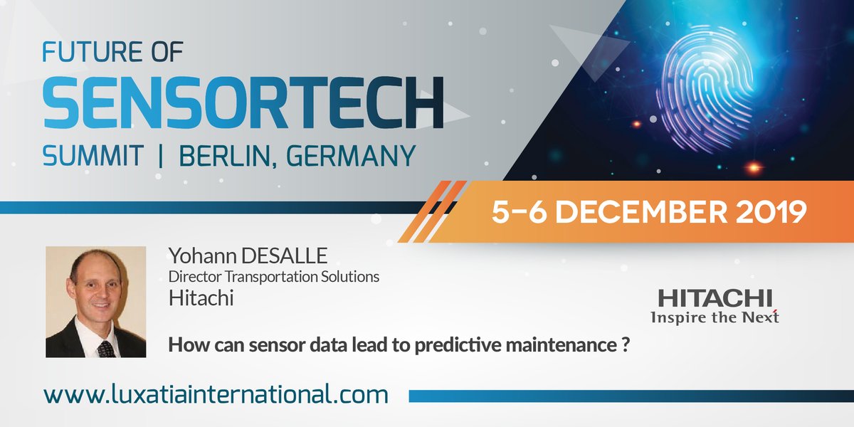 Luxatia_intl's tweet image. We are pleased to announce Yohann Desalle from @HitachiGlobal as a keynote speaker during the Future of SensorTech Summit. Join global executives to learn about the latest trends and challenges around #sensorytechnology. Learn more 👉bit.ly/future-of-sens… #SensorTech2019