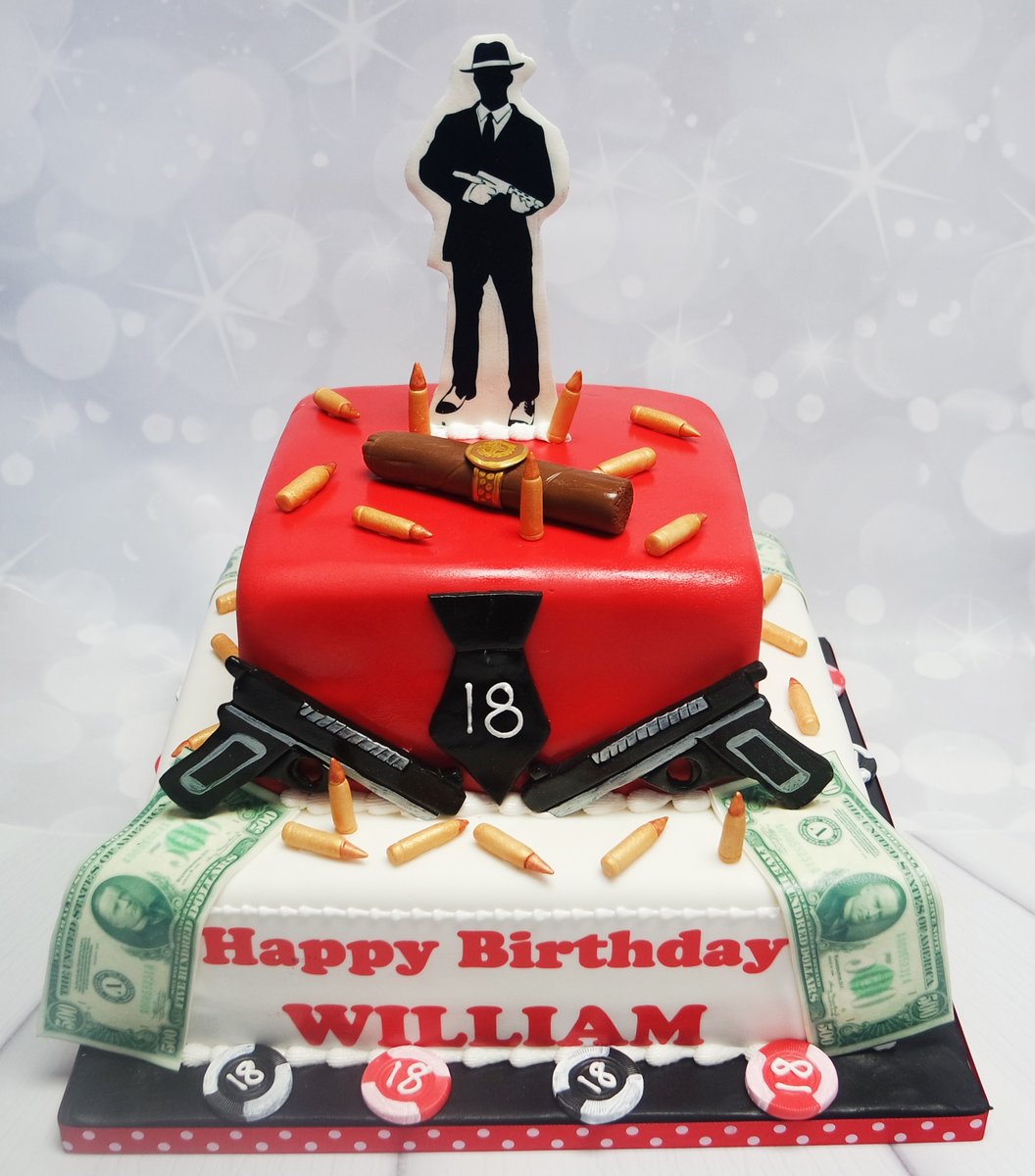 This gangster themed showstopper helped William to celebrate his 18th  birthday! #bespokecakeexeter #birthdaycake #birthdaycakeexeter  #18thbirthdaycake #gangster #gangstertheme #gangstercake #craftycakesexeter, image size:1056x1200