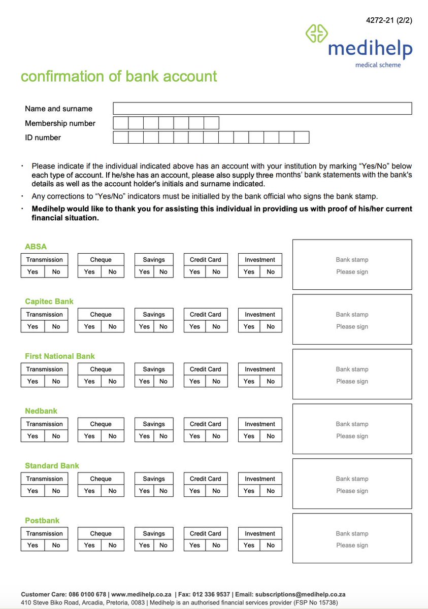 ArnoFourie's tweet image. Dear #Medihelp.  Seeing that my post on your Facebook page has been conveniently moderated I will turn to Twitter.  My Mom is a pensioner and now needs to go to 6 banks to get stamps from them to confirm that she DOESN'T have an account with them?  Really?  Pathetic.