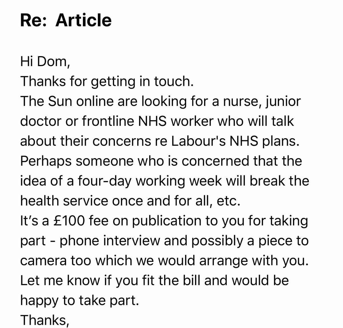 This is an email I received. 
I have many problems with it. /thread 

1. HOW IS THIS JOURNALISM?