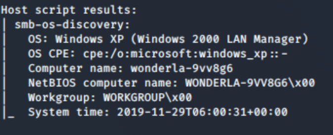 Now we are going to analyse the .30 machine... here we can see that this machine is returning different data from the nmap -O detection. This is likely running Windows 2000/ME/XP however we can see from the SMB detect it's running XP. So its likely running XP RTM or SP1