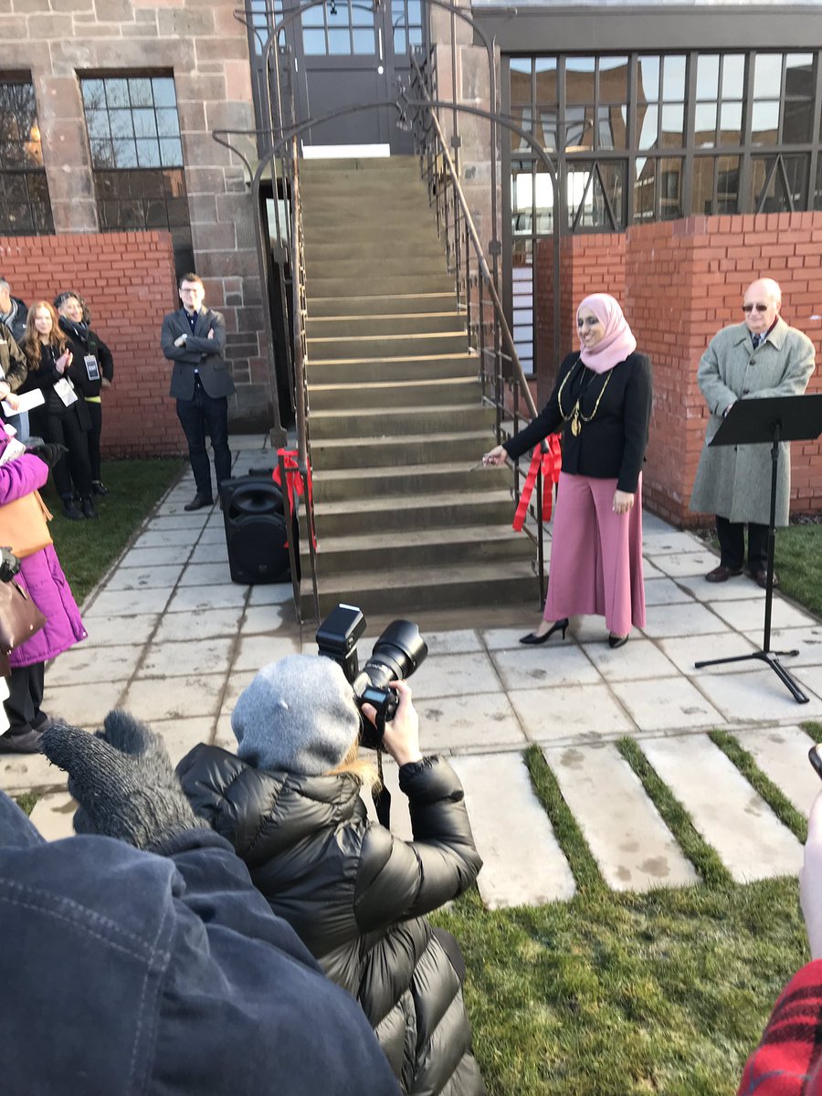 Southside and their team including  @pagepark have done a marvellous job with this ‘A’ listed tenement. Here is  @Soryia cutting the ribbon at the base of the rebuilt rear staircase to the backcourt. I love Salmon’s  #artnouveau wrought ironwork a great  #GlasgowStyle moment !