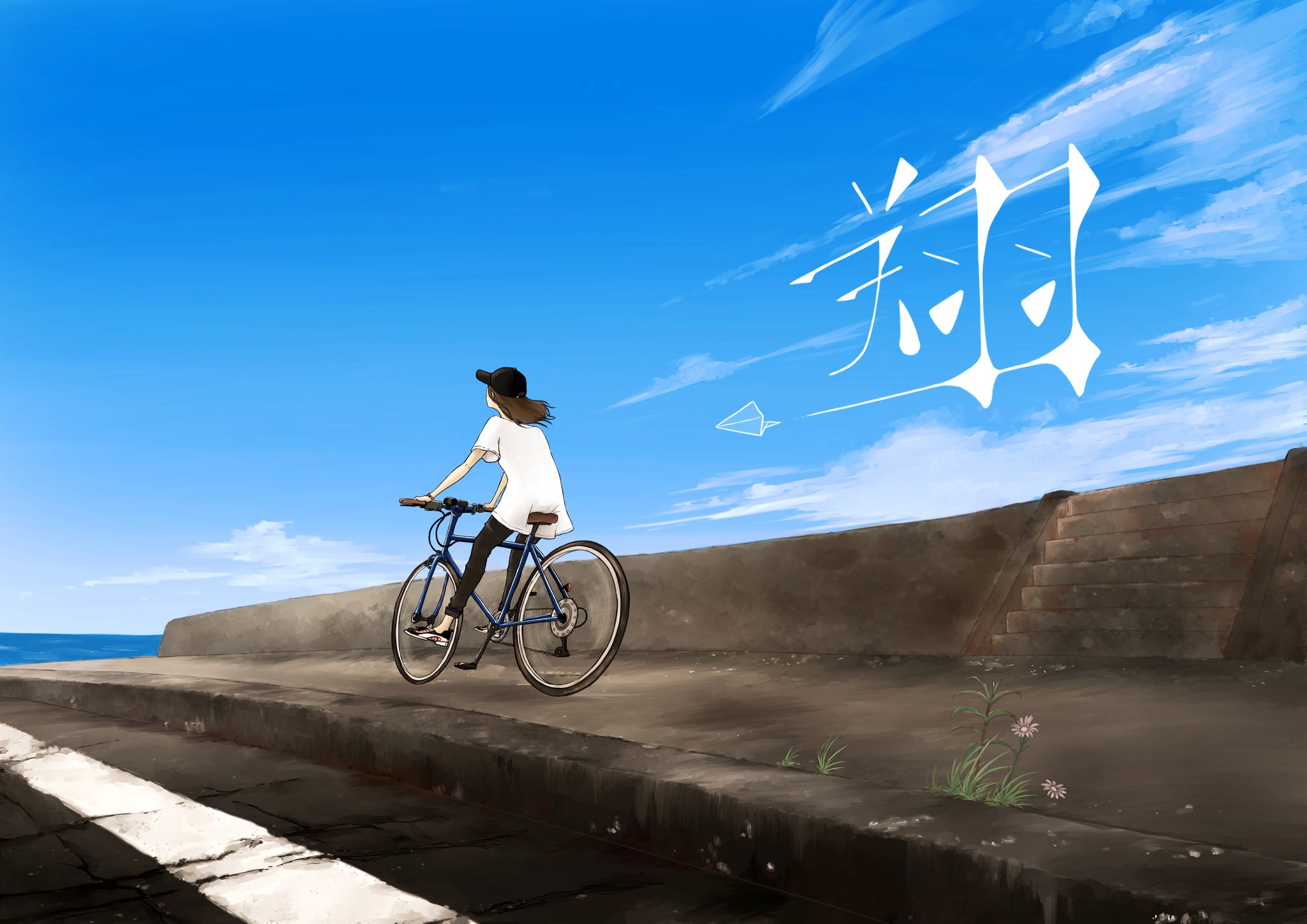 Twitter 上的 イシカワ ナオキ これ漢字間違えたんですよね 翔 て左側 羊 なんですね デザイン的にこっちの方が格好いいと思うんですけどね 間違ってるけど Illustration Original Art Ikana イラスト オリジナルイラスト 空 海 夏 自転車