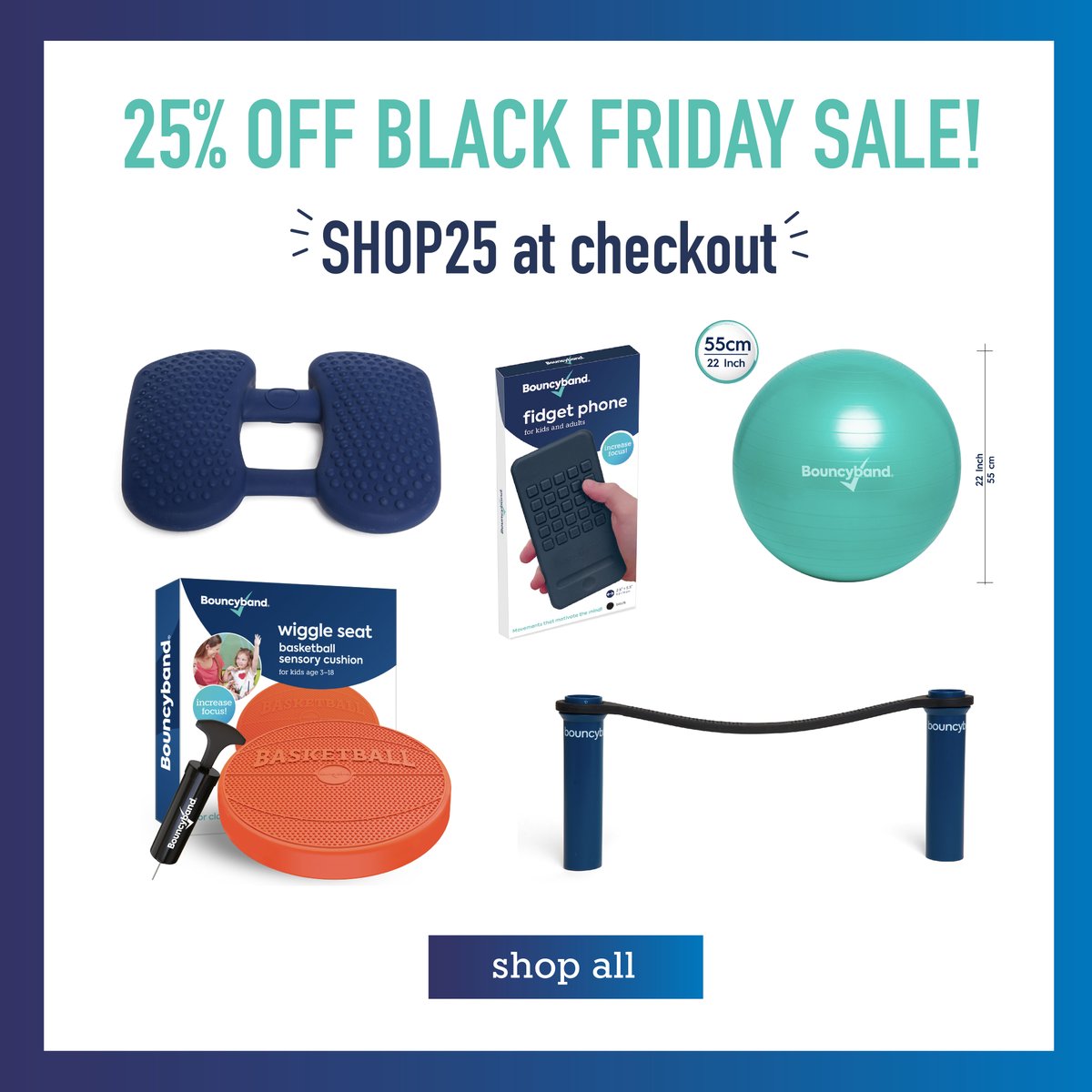 Black Friday starts NOW at bouncyband.com 🎉
Thanks for being a loyal customer! Use coupon code SHOP25 at checkout for 25% OFF your order. Valid through cyber Monday <a href="/11/">Eleven</a>:59 AM EST. #blackfridaydeal 
⬇️
bouncyband.com
