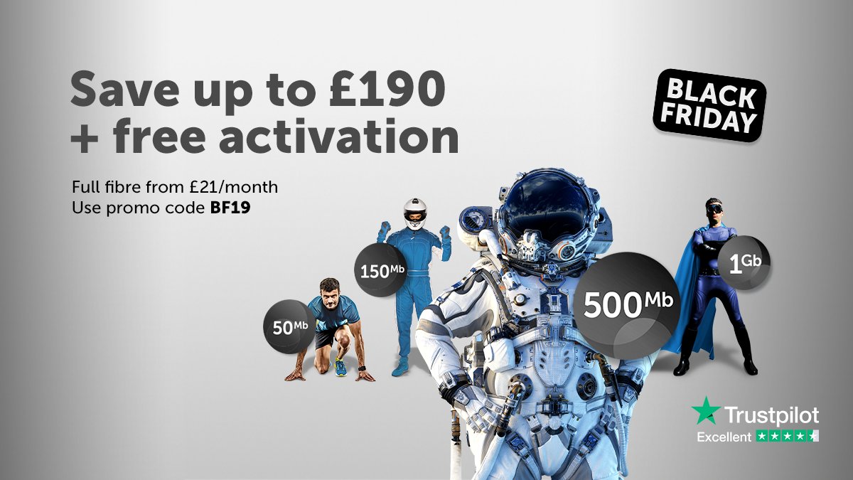 Hyperoptic's tweet photo. Now it's officially #BlackFriday2019, it would be rude not to... Follow the link and use the code BF19: https://t.co/Zhll11vhLu https://t.co/y3PvjodDY8