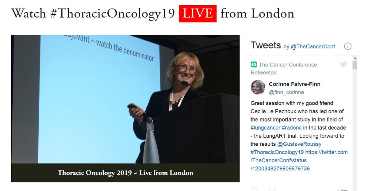 TheCancerConf's tweet photo. Live now: Great talk from Mary O'Brien ~ from the Royal Marsden Hospital, London

Topic: #Surgery and adjuvant #immunotherapy

We're discussing #Integratedcare of early stage #NSCLC

#chemotherapy #lung #cancer @royalmarsdennhs @ekslim https://t.co/kWKowMBJTy