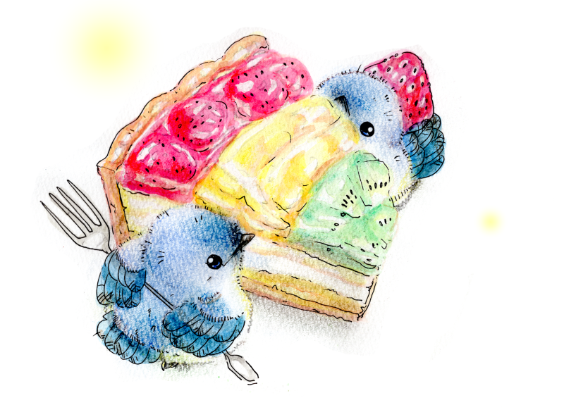 טוויטר クレイン בטוויטר フルーツタルトと青い鳥 鳥さんパステルバージョン 食べ物イラスト T Co N8gk86tz2c