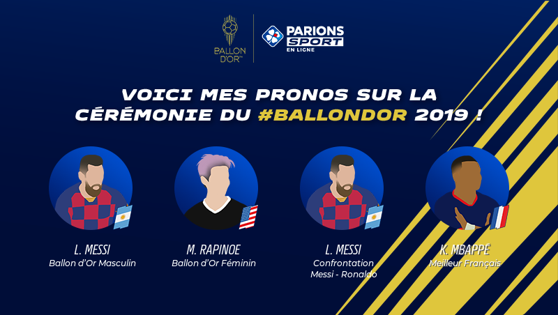Saint_Georges's tweet photo. Voici mes pronos sur la cérémonie du #Ballondor 2019 avec @ParionsSport !
À ton tour de parier pour tenter de gagner 1 000€ de freebets sur https://t.co/I3b9MsK67e https://t.co/55Jj91fZBq