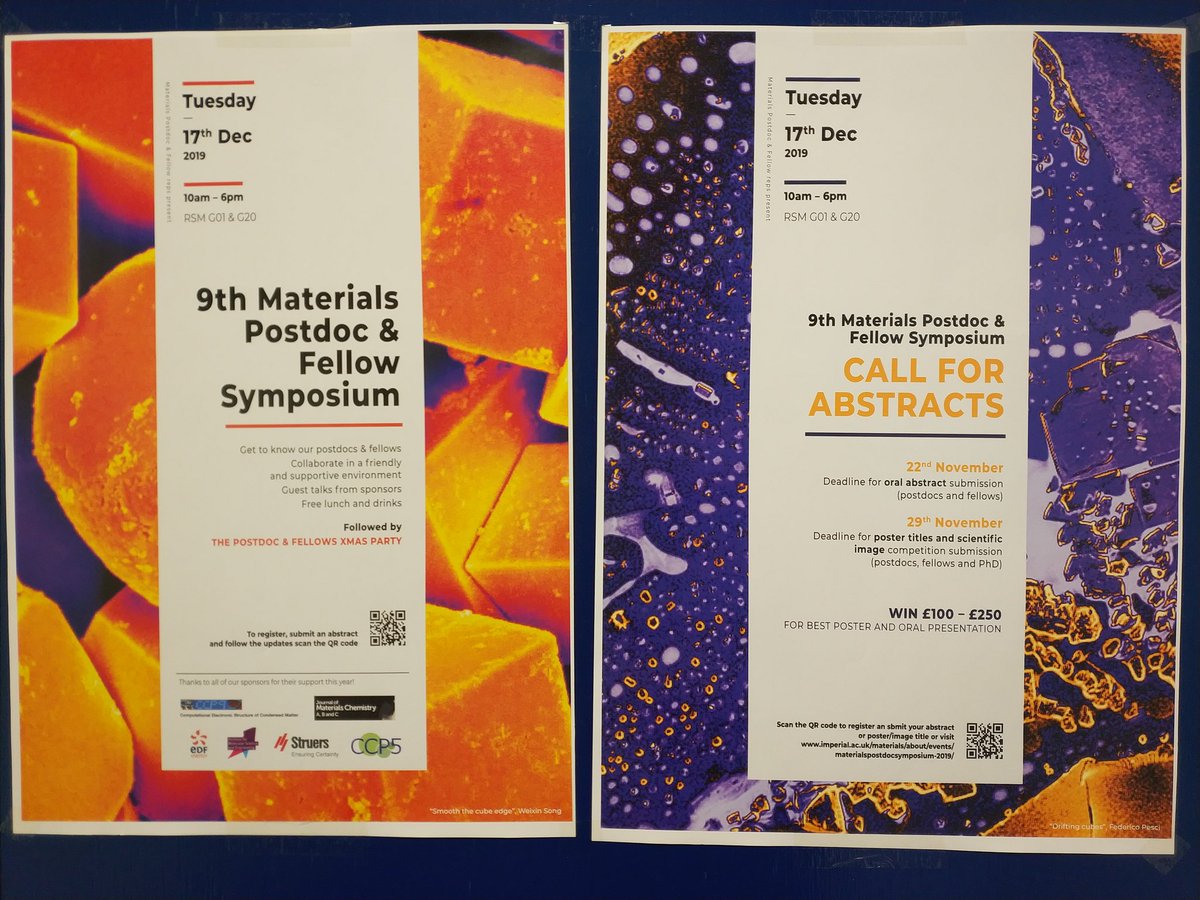 Register now for 9th Materials Postdoc &amp; Fellow Symposium which will be held on the 17th of December. imperial.ac.uk/materials/abou…