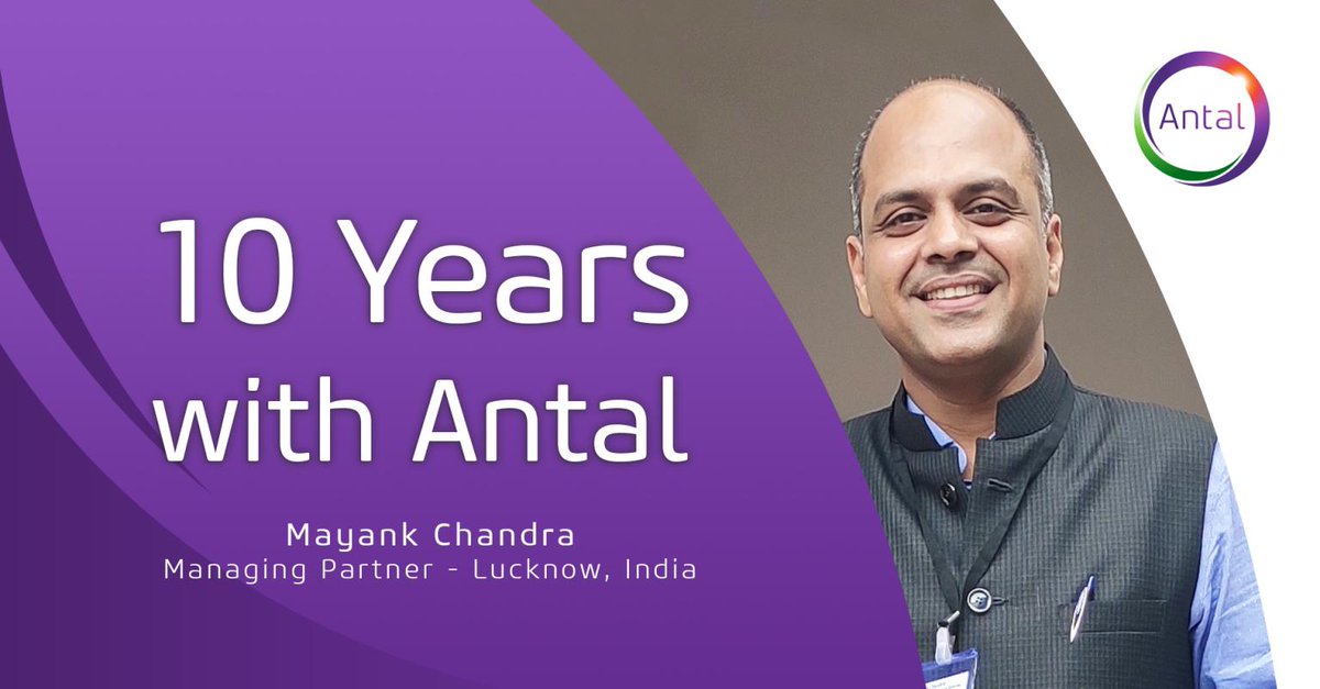 Our Managing Partner Mayank Chandra, in Lucknow, India, celebrated 10 years with Antal. We would like to congratulate him on this milestone! Mayank placed close to 1000 professionals &amp; brings a wealth of corporate experience. More about Mayank on …