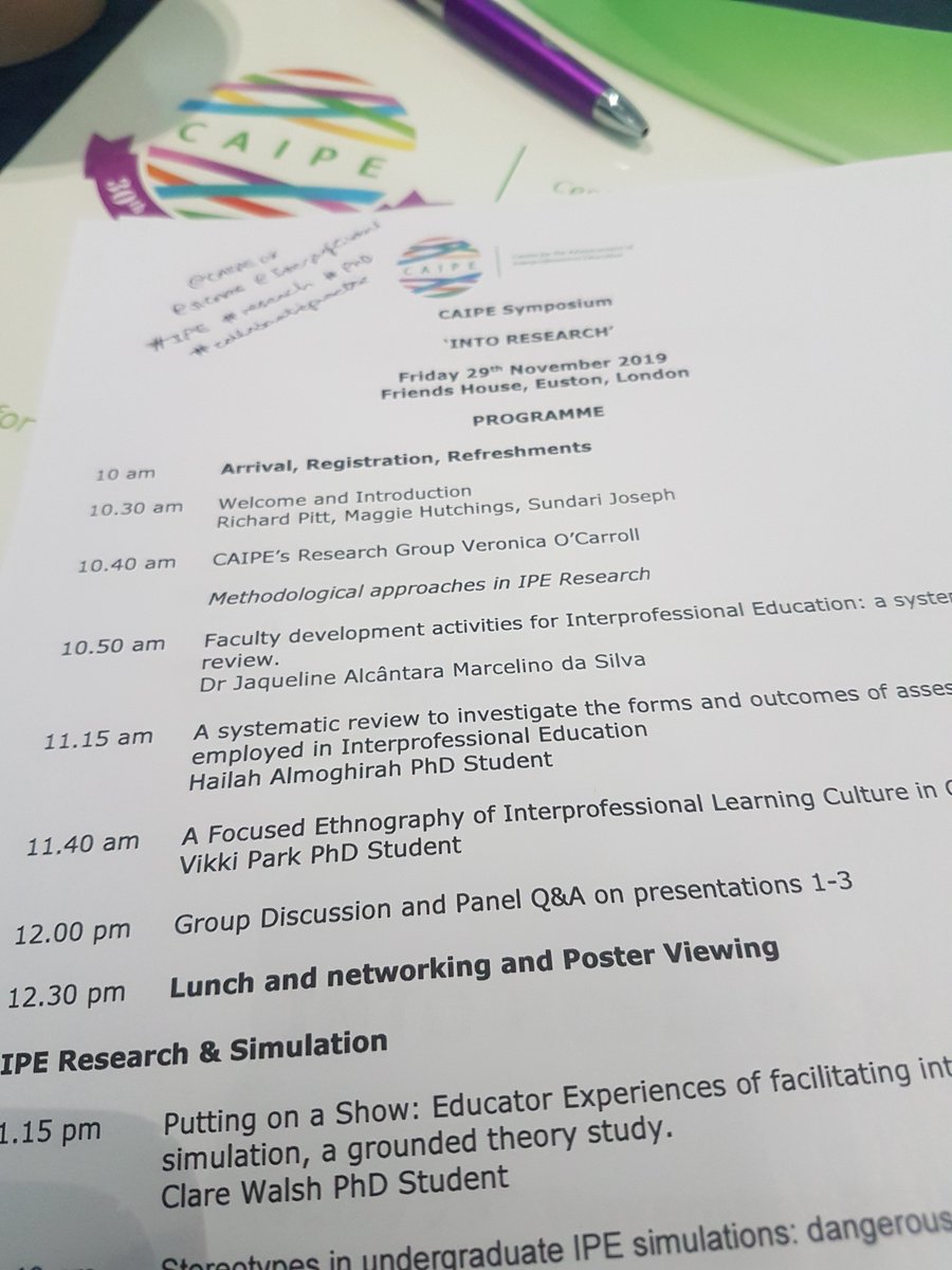 jaiminip15's tweet photo. Looking forward to the @CAIPEUK  'Into Research' symposium today. Interested to hear about #ipe #research and share my research findings!

#research #firstcaipeevent #masters @JICare @InterprofGlobal https://t.co/7DaEQ60viC