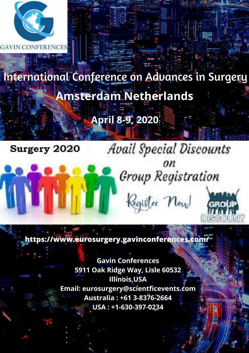 Surgery2020's tweet photo. #Avail best discounts on group participation's #Surgery 2020 #AMSTERDAM, NETHERLANDS
#April 8-0, 2020
https://t.co/orc1kkcHn8 https://t.co/6F3LtbZfl8