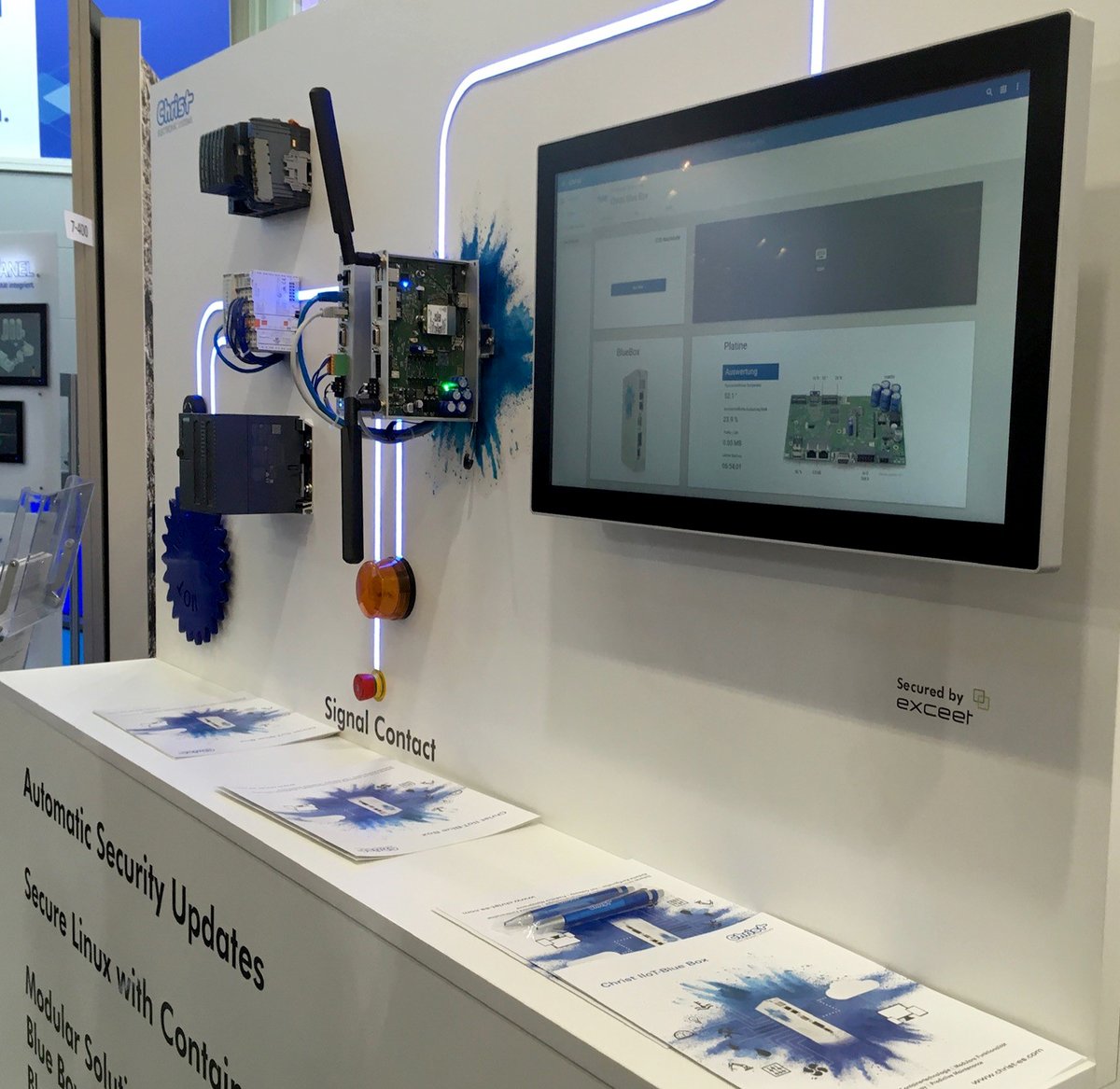 ExceetSecure's tweet photo. Whether at the booth of our subsidiary LUCOM or at our partners #infoteam Software AG and #Christ Electronic Systems GmbH, interesting conversations and great showcases with our solution exceet connect made #SPS19 a complete success for us. Many thanks to all involved for this. https://t.co/hnZuMQPL6o