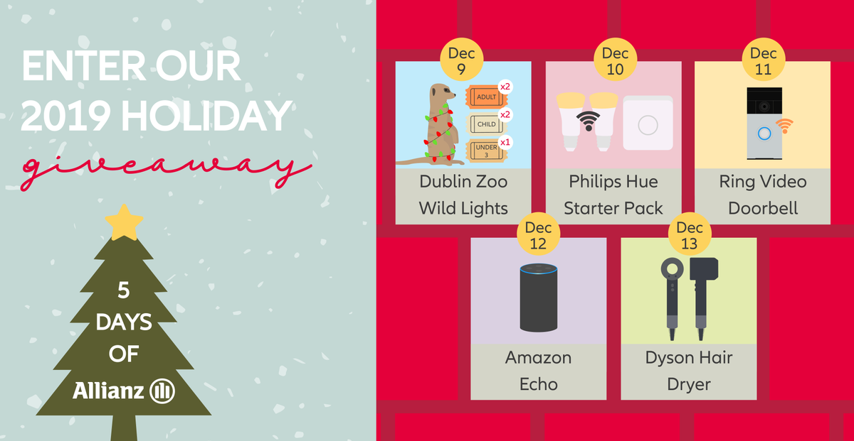 AllianzIreland's tweet photo. We're launching our #5DaysofAllianz giveaway tomorrow! Each day that you enter is an extra entry to win the final prize on Friday. If you win a prize you will no longer be eligible to win the final prize Friday.

T&amp;Cs: https://t.co/fcJ9rbjRmG https://t.co/EvWuxJfCFW